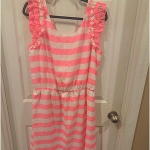 Lilly Pulitzer Danna dress. Pink and white striped with ruffle detail. EUC.